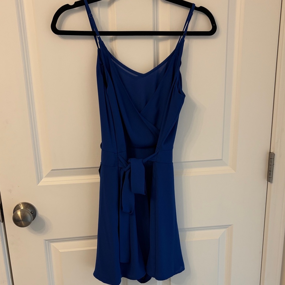 Royal Blue Sleeveless Tie-Waist Romper